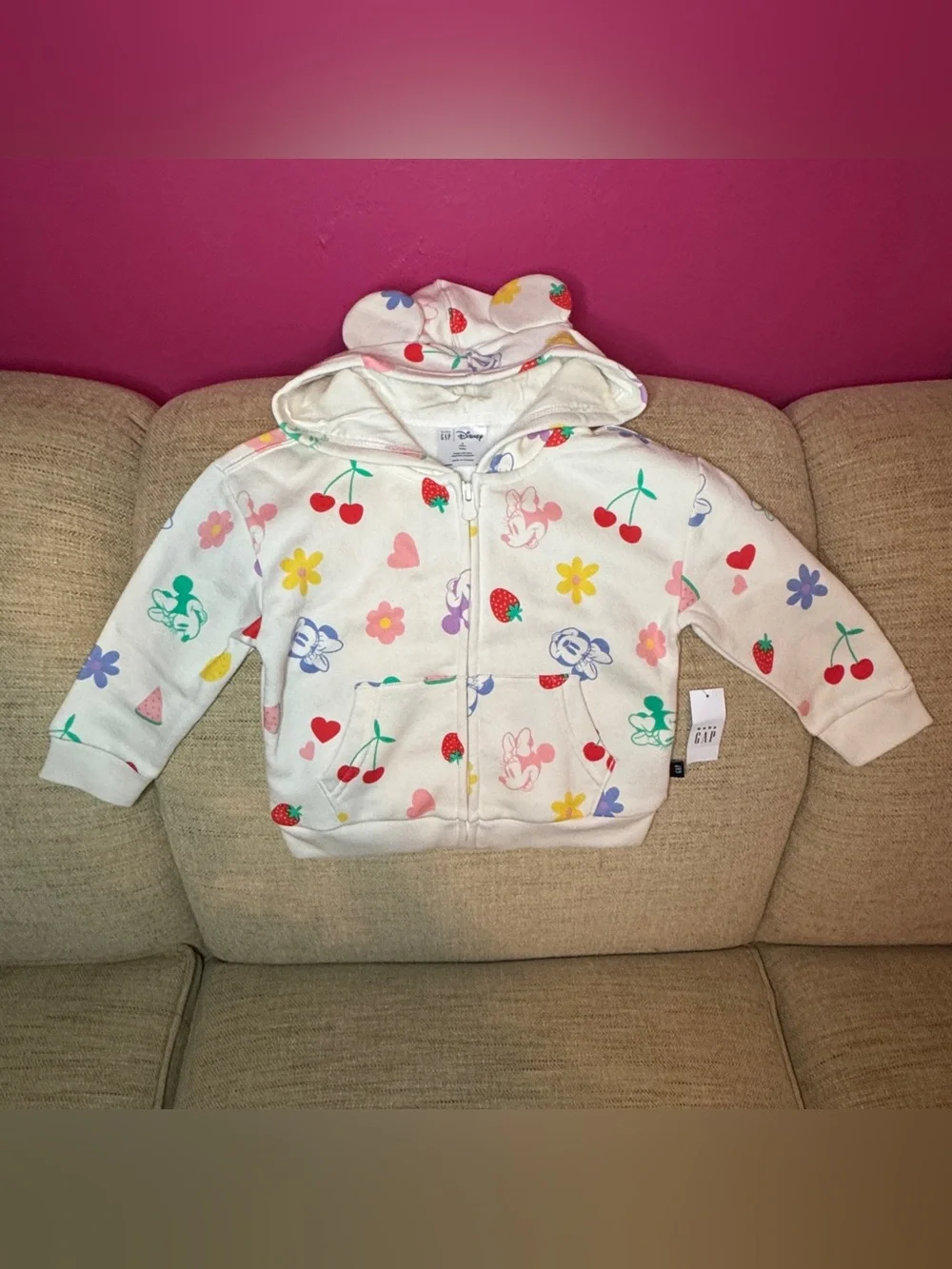 🆕 NWT Baby GAP x Disney Minnie Hooded Zip-Up w/ Ears 🆕
